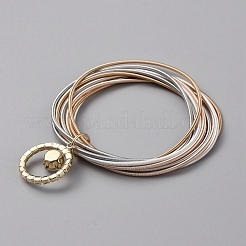 Многожильный браслет из эластичных цепей из железа BJEW-WH0023-07