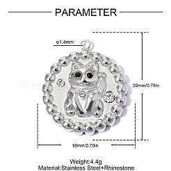 Acciaio inossidabile 304 con pendenti in strass jet&nbsp;RB-OY001-04P-01