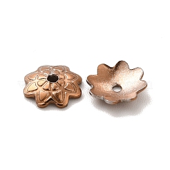 イオンプレーティング（IP）304ステンレススチールビーズキャップ  花  マルチ花弁  コーヒーゴールデン  7.5x7x2mm  穴：2mm&nbsp;STAS-F075-24CG