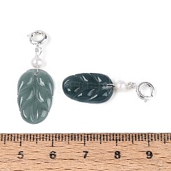 Подвески из натурального бирманского нефрита и натурального жемчуга.&nbsp;G-T143-45A