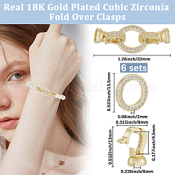 6 комплект латунных застежек с микропаве из прозрачного кубического циркония&nbsp;KK-BBC0021-37