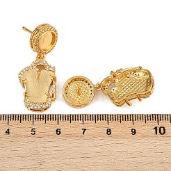 Серьги-гвоздики с прозрачным кубическим цирконием из латуни с микропаве KK-Z122-16G