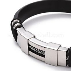 Bracciale da uomo in cordino di silicone&nbsp;BJEW-M206-02BP