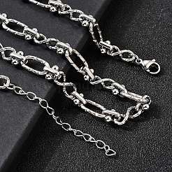 Овальные текстурированные цепочки-цепочки «бесконечность» из нержавеющей стали 304 для женщин и мужчин NJEW-K249-20A-P