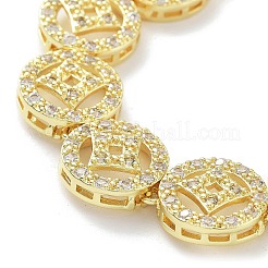 Браслеты-цепочки с плоскими круглыми звеньями из латуни и циркония для женщин&nbsp;BJEW-D032-01G