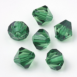 透明なアクリルビーズ  双円錐形  濃い緑  6x5.5mm  穴：1.5mm  約6120個/500g&nbsp;TACR-S146-6mm-07