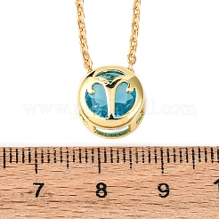 Латунный паве кубический цирконий камень рождения созвездие кулон кабель цепочка ожерелья NJEW-D334-01G-07