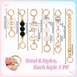 6 Stück 6 Stile Kirschherz Bowknot Legierung Emaille & Aluminium Link Geldbörse Riemen Extender&nbsp;AJEW-PH0006-08