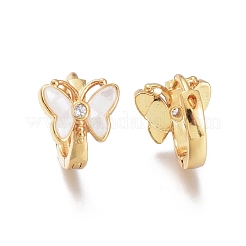 Серьги-кольца Huggie из латуни с прозрачным фианитом и прозрачным фианитом EJEW-I246-01G-B