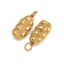 304ステンレスペンダント  丸カン付き  食品のテーマ  ゴールドカラー  パン  21x10x6mm  穴：4mm&nbsp;STAS-B096-02G-03