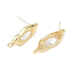 Фурнитура для сережек-гвоздиков из латуни с микропаве из прозрачного кубического циркония&nbsp;KK-D386-18G