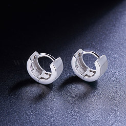 ロジウムメッキのスターリングシルバーの艶出しフープピアス  プラチナ  925mm&nbsp;JE487A