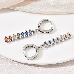 Pendientes colgantes de aro de latón con circonitas cúbicas engastadas&nbsp;KK-CBAD9DF-02P-A