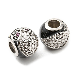 Реечное покрытие латунь микро паве кубический цирконий европейские бусины KK-M247-21P