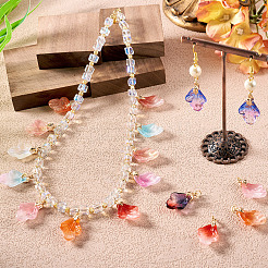 28 шт. 14-х цветные подвески ручной работы в форме листьев в технике лэмпворк&nbsp;PALLOY-TA00160