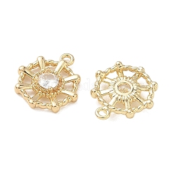 Pendentifs circulaires en laiton sertis de micro-pavés de zircone cubique transparente&nbsp;KK-C259-04G