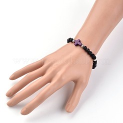 Natürliche Lava Rock Perlen Stretch Armbänder&nbsp;BJEW-JB02233