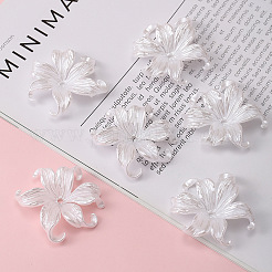 不透明な ABS プラスチック ビーズ キャップ  6  - 花びらの花  ホワイト  42mm&nbsp;X-FIND-PW0018-01