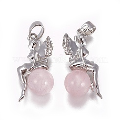 Природного розового кварца подвески G-L512-E08