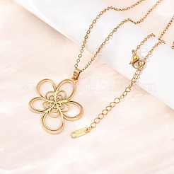 Colliers à pendentif fleur en acier inoxydable 304 avec chaîne câble pour hommes et femmes&nbsp;NJEW-K308-05B-G