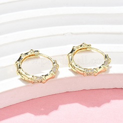 Серьги-кольца из бамбуковой латуни с микропаве из прозрачных кубических цирконий EJEW-Z102-05G