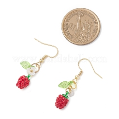 Серьги-подвески в форме яблок из стеклянного бисера ручной работы&nbsp;EJEW-MZ00575-05