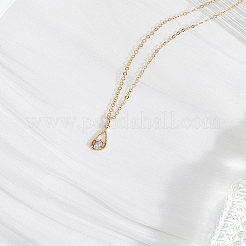 1 шт. сплав прозрачный кубический цирконий каплевидные подвески ожерелья для женщин&nbsp;NJEW-LP0004-14G