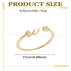 1 pz lettera ottone strass anelli polsino aperto per le donne&nbsp;AJEW-LP0004-47W-G