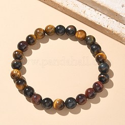 Braccialetti perlina occhio stirata tigre naturale&nbsp;X-BJEW-K212-B-005