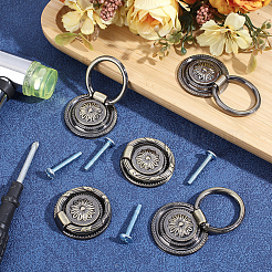 Maniglia per cassetto in lega di zinco a forma di fiore&nbsp;FIND-WH0366-397AB-02