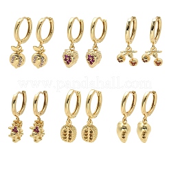 Ottone zirconi Orecchini a cerchio&nbsp;EJEW-Q015-01G