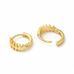 女性用ラックメッキ真鍮フィッシュボーンフープピアス  鉛フリー＆カドミウムフリー  18KGP本金メッキ  11x4x12mm  ピン：0.8mm&nbsp;EJEW-H093-09G