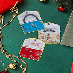 6 шт. 3-х цветные прямоугольные тканевые мешочки на молнии в китайском стиле&nbsp;CON-LP0001-02