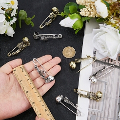 8шт брошь из цинкового сплава в виде скелета на Хэллоуин 2 цвета&nbsp;JEWB-FH0002-36