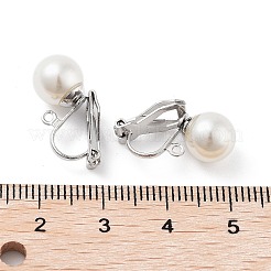Boucles d'oreilles à clip en acier inoxydable 304 avec perles en plastique imitation perle&nbsp;STAS-H216-03D-P