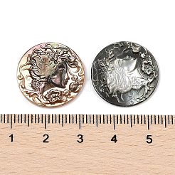 Натуральная черная ракушка для губ с резными кабошонами&nbsp;SSHEL-I026-03B-05