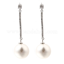 925 круглые серьги-гвоздики из стерлингового серебра с прозрачным кубическим цирконием EJEW-L300-06P