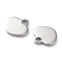 変色しない201ステンレススチールチャーム  ハートチャーム  ステンレス鋼色  5.5x5.5x0.6mm  穴：1mm&nbsp;STAS-K259-08P