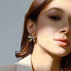 Двухцветные серьги-гвоздики в форме цветка из нержавеющей стали 304 LA9010-2