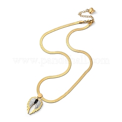 Ожерелье с подвеской в виде крыльев из горного хрусталя и цепочками с рисунком «елочка» из нержавеющей стали 304 NJEW-C022-02G