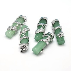 Колонна с подвесками из смешанных натуральных и синтетических камней из латуни с платиновым покрытием дракона&nbsp;G-F228-23-RS