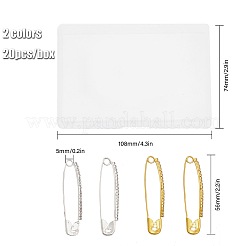 40 шт. 2 цветные броши со стразами и английской булавкой FIND-GL0001-40