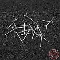 925の純銀製の耳スタッド  4本爪イヤリングのセッティング  銀  トレイ：3.5mm  11x4mm  ピン：0.75mm&nbsp;STER-P032-10S