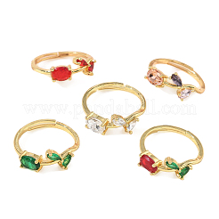 Anelli regolabili in ottone e vetro con fiori&nbsp;GL-CBA18A7-01G-B