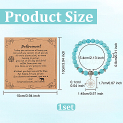 Браслет из синтетической бирюзы с бусинами и подвесками в виде компаса из нержавеющей стали 304 BJEW-OC0001-17