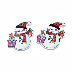 Рождественские деревянные пуговицы из окрашенного клена с 2 отверстием WOOD-N005-41