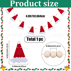 クリスマス フェルト 吊り下げバナー 旗  木製のビーズで  パーティーの装飾用  帽子  1310.64mm  帽子：100x130mm&nbsp;AJEW-WH20064-99A