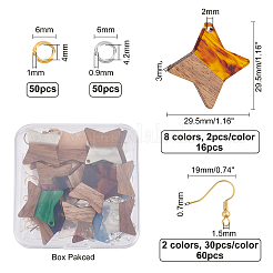 Своими руками 8 пара сережек из дерева в форме звезды&nbsp;DIY-FH0001-97