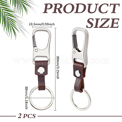 2 sachet de porte-clés rectangulaires en ruban adhésif en cuir de vachette&nbsp;KEYC-ME0001-21A