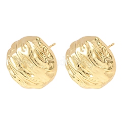 Текстурированные круглые латунные серьги-гвоздики EJEW-D346-05G